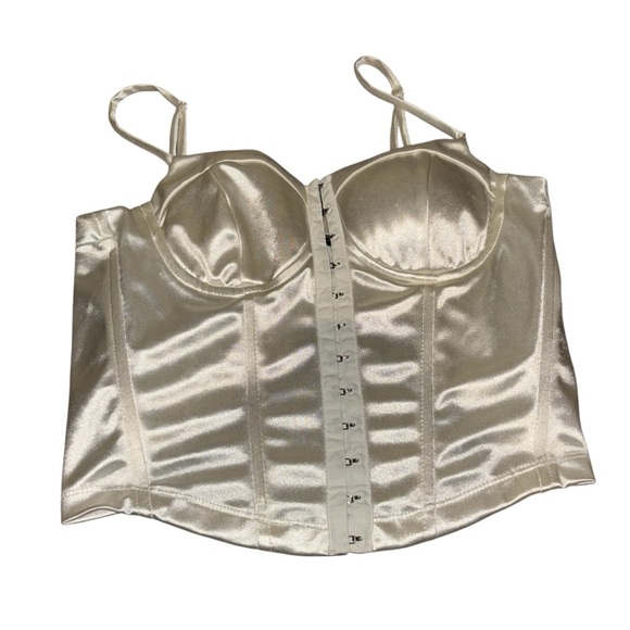 Sievercute Cream Satin Corset Top Size Medium - Picture 1 of 5